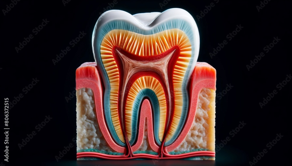 Macro photography, dental, human tooth cross section, concept	