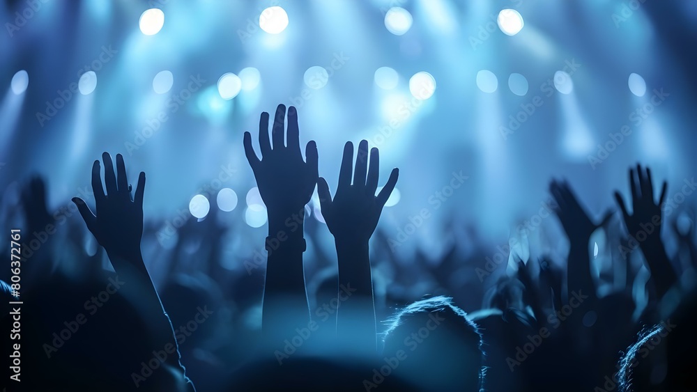 Raised hands symbolize focused worship in a Christian church service. Concept Christian Worship, Raised Hands, Symbolism, Church Service, Faithful Expression