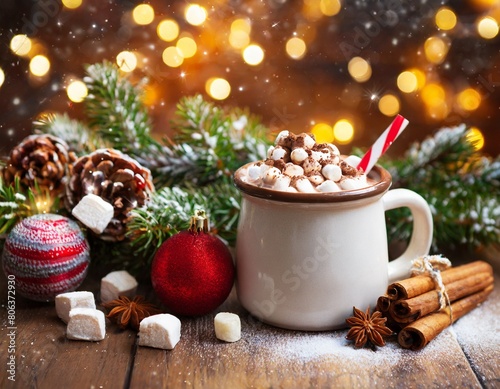 Christmas hot chocolate mug with candycane