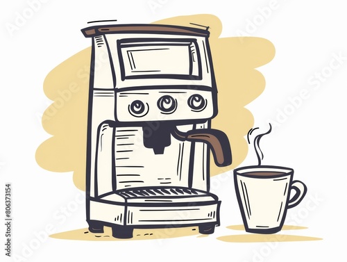 Programmable coffee maker brewing coffee isolated on white background, generated with AI