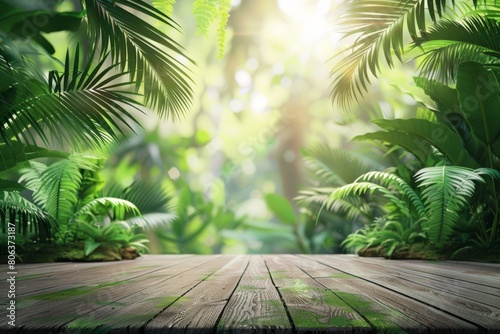 Rainforest interior landscape wallpaper  summer vacation concept   generated with ai