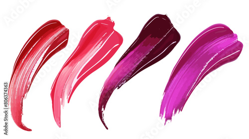 Luxury pink and red lipstick swatches on white background	
