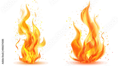 Bright fire flame isolated on white - dynamic fire elements	
