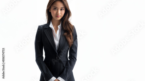 Japanische schöne Frau im Business Look schaut freundlich in die Kamera, ai generativ
