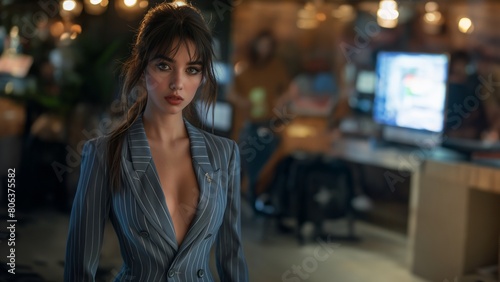 Wallpaper Mural Hübsche Business Escort Dame im Anzug blickt sexy Torontodigital.ca