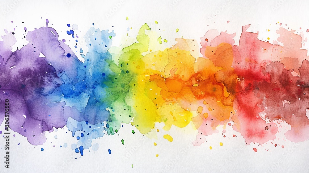 Watercolor rainbow splash on white background , generated with ai