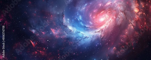 Spiral Nebula On Universe Abstract Background. Galaxy and star constellations in deep space photo