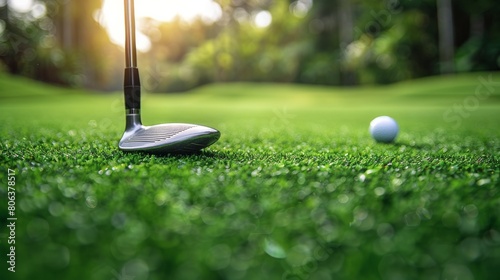 Golf Ball and Golf Club on Grass