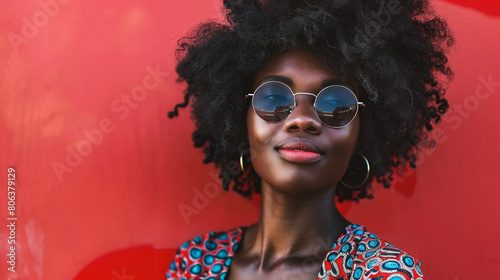 Portrait of a beautiful young african american woman in sunglasses