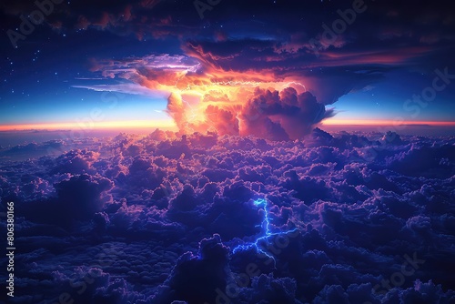 A beautiful and awe-inspiring photo of a lightning storm from above the clouds