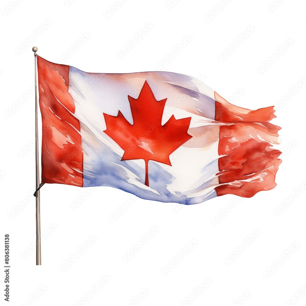 Canadian flag. Flag of Canada clipart. Watercolor illustration ...