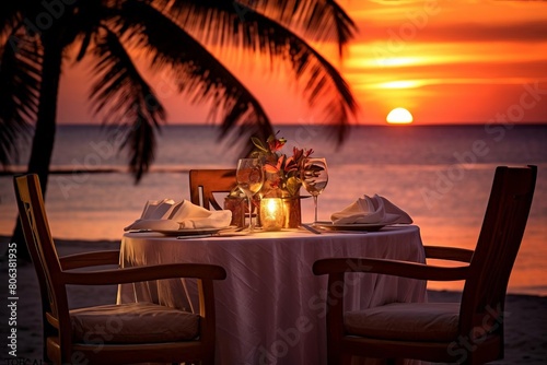 table setting at the beach © Watercolorbackground