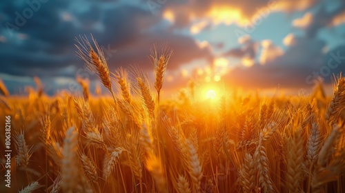 Wheat Field With Setting Sun