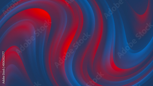 Abstract image of red blue liquid gradient waves. Abstract wallpaper. 3d render illustration.