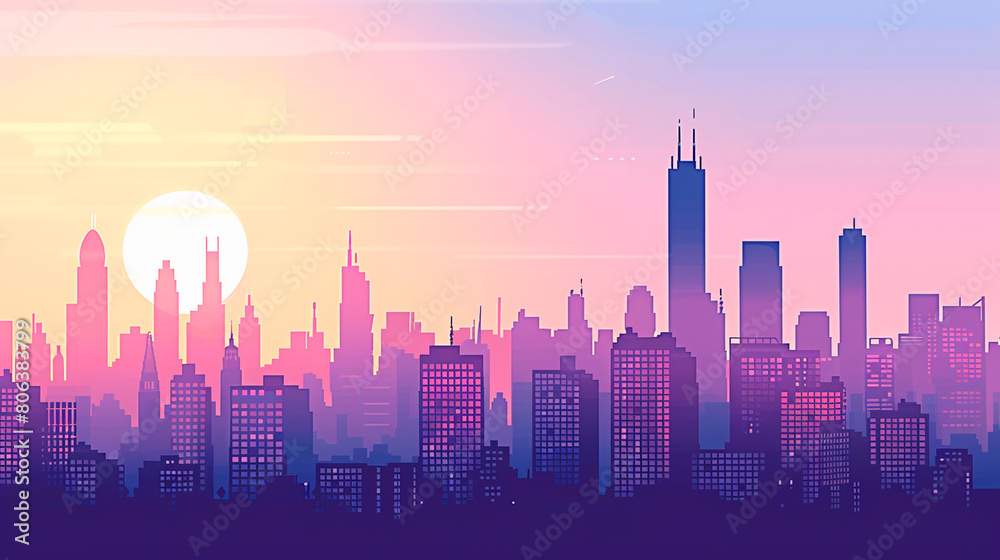 night cityscape with buildings and silhouettes of city lights. night cityscape with buildings and silhouettes of city lights.