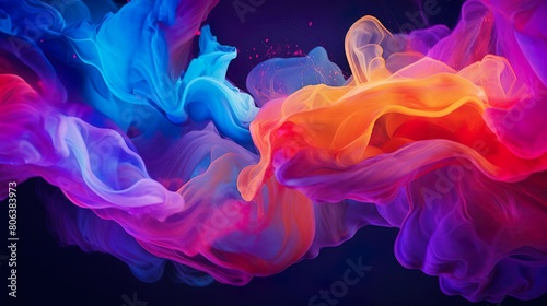 Beautiful abstract colourful swirl wavy background. Flow liquid design art element with splashes. Fluid acrylic painting texture.