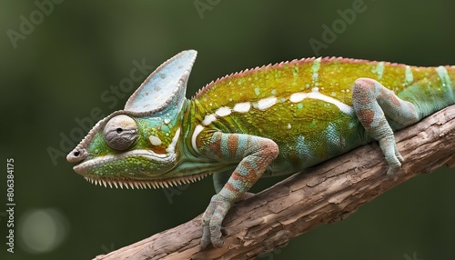 A Chameleon With Its Skin Patterned Like Tree Bark