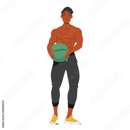 Fit Man Holding Medicine Ball, His Athletic Build And Focused Demeanor Highlighting His Commitment To Healthy Lifestyle