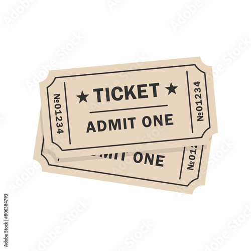 Movie ticket template. Admit one. Vector Illustration.