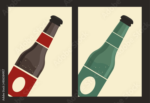 close up of beer bottle. Alcohol and drink. vintage style. illustration for web, poster, invitation to beer party. Retro poster with beer - Stock vector