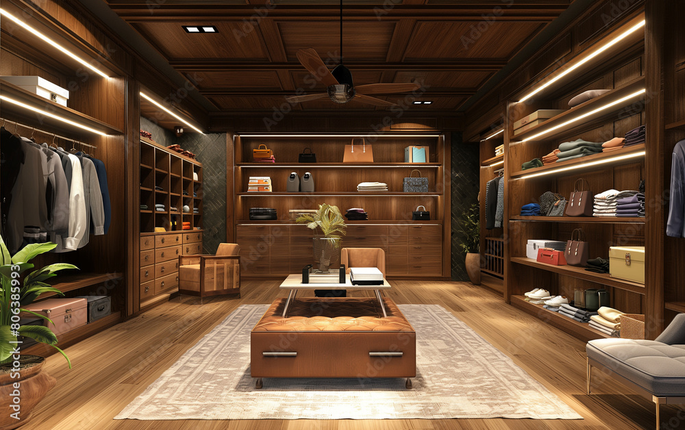 Clothing store with a modern, sleek interior designed to showcase casual clothing