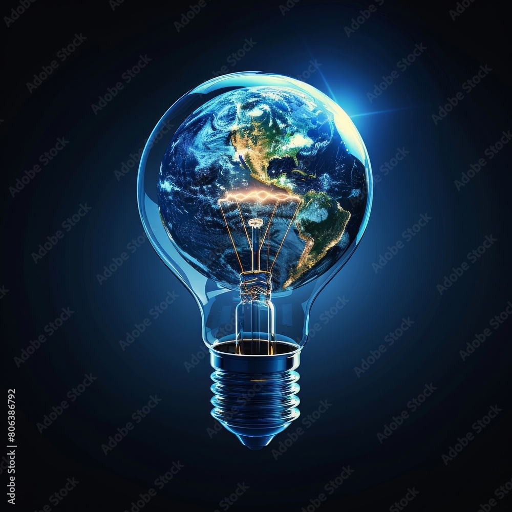Vibrant depiction of a light bulb above a globe, representing global ideas and international solutions to worldwide problems, with designated area for text Vibrant depiction of a light bulb above a globe, representing global ideas and international solutions to worldwide problems, with designated area for text