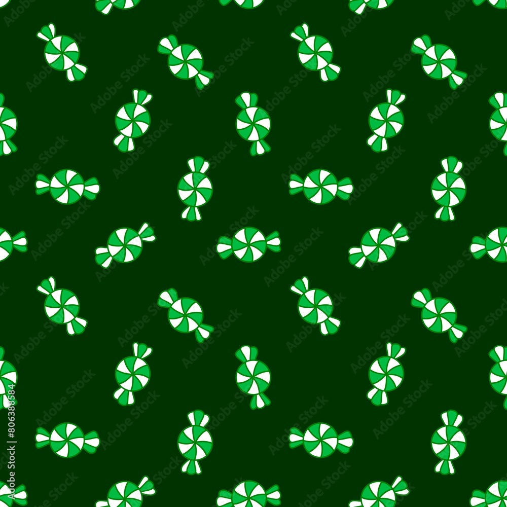 Cartoon Christmas mint candy seamless pattern for wrapping paper and fabrics and kids clothes print and new year