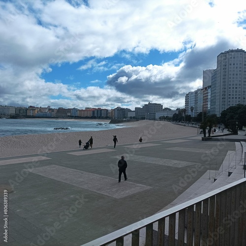 Panorámica de A Coruña desde la playa del Orzán, Galicia