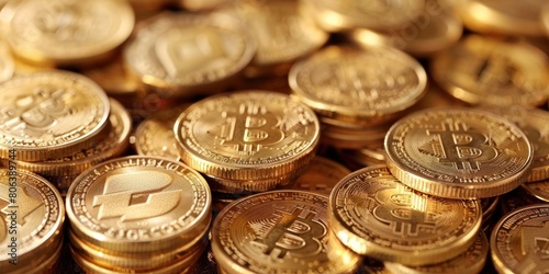 Glittering Fortune  Pile of Wealth in Gold Bitcoins