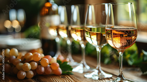 Expert catering service arrangement with an array of glasses