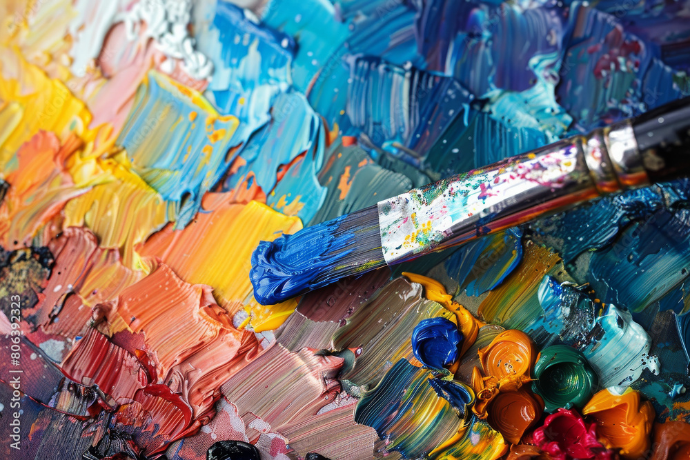 Fototapeta premium Textured Oil Painting with Vibrant Brush Strokes