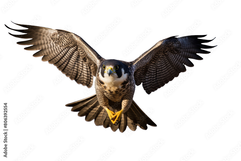 Obraz premium Peregrine Falcon in Flight on Transparent Background