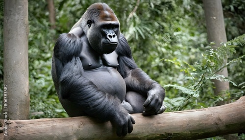 A Solitary Gorilla Perched On A Fallen Log Lost I 2
