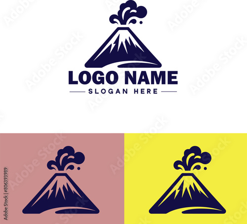 volcano icon Volcanic mountain Volcanic peak Volcanic cone flat logo sign symbol editable vector