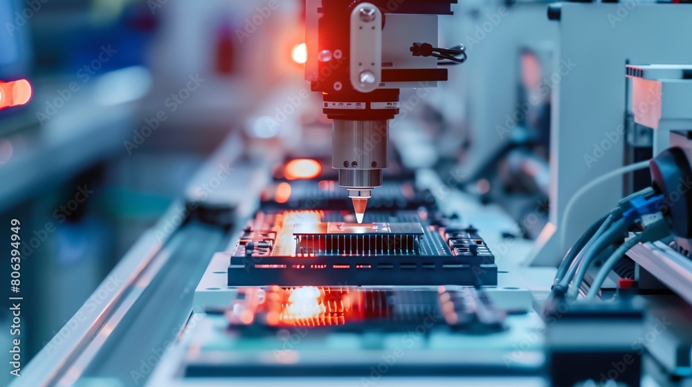 a machine is making a red light in a factory room a machine is making a red light in a factory room