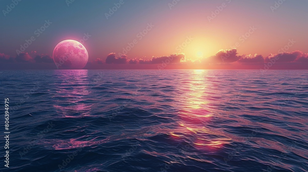 Sun Setting Over Ocean