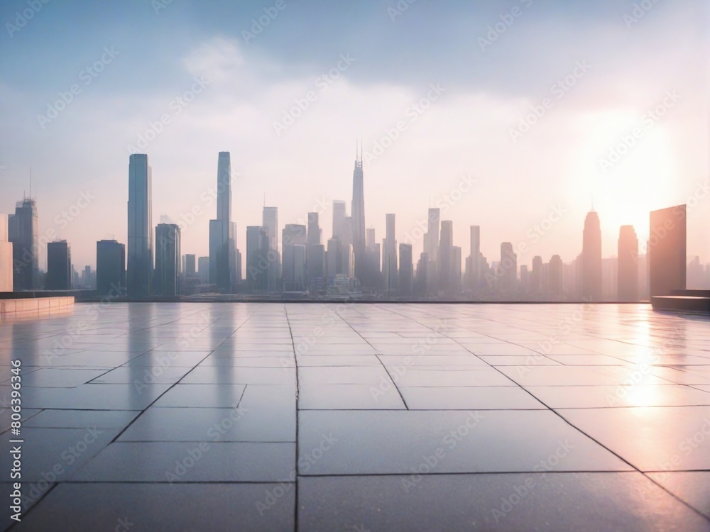 city skyline at sunset