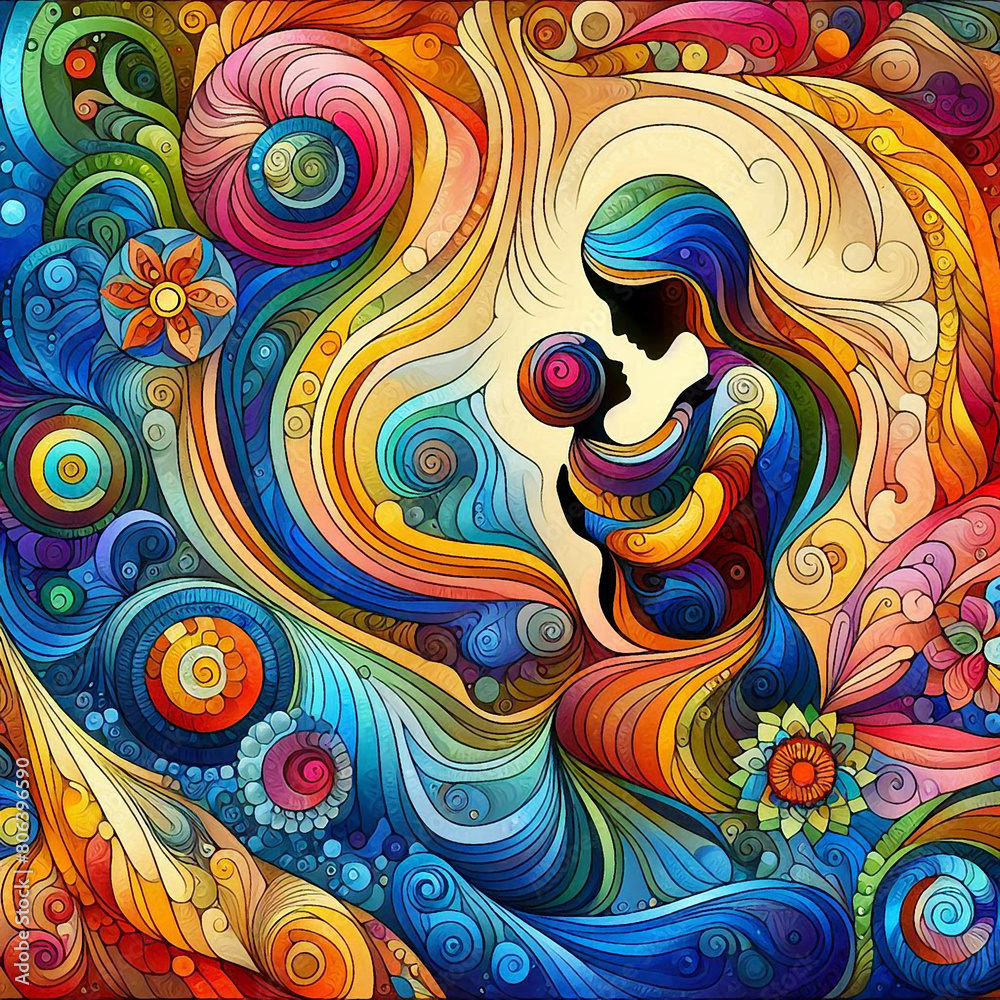 Illustration on the theme of family and love Illustration on the theme of family and love