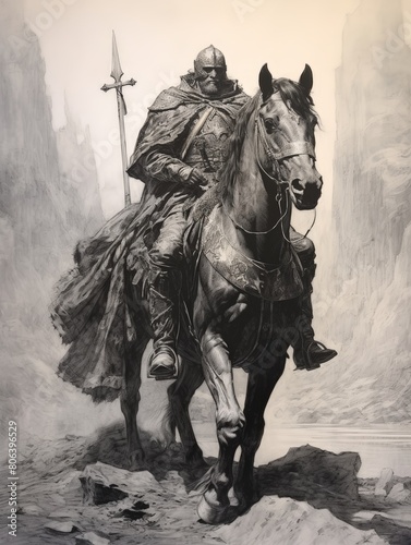 Charcoal Illustration of Knightly Courage