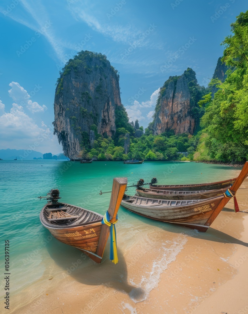 Obraz premium Traditional boat in the beach of Thailand