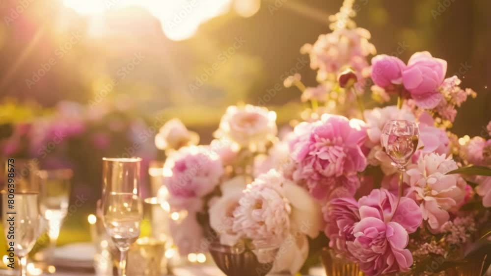 Wedding decoration with peonies, floral decor and event celebration, peony flowers and wedding ceremony in the garden, English country style idea Wedding decoration with peonies, floral decor and event celebration, peony flowers and wedding ceremony in the garden, English country style idea