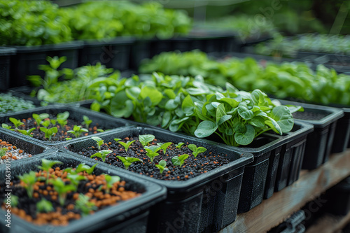 Close-up of a thriving aquaponics setup combining fish aquaculture with plant cultivation.. AI generated.