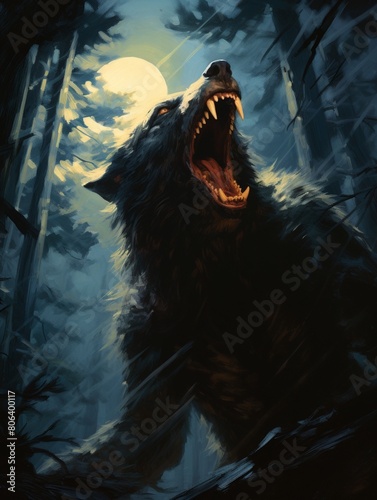 Werewolf's Howl Reverberates Under Moon's Glow