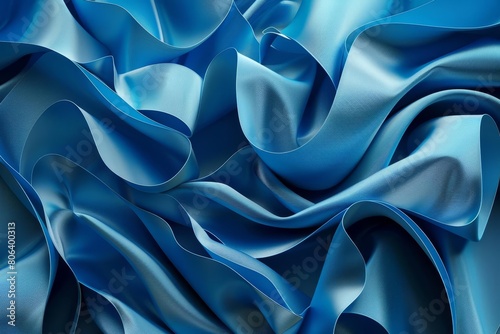 abstract 3d background with folded blue ribbons and ruffles modern fashion wallpaper digital illustration photo