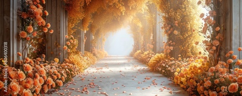 Decorations with predominantly white floral backgrounds are suitable for wedding designs