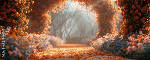 Decorations with predominantly white floral backgrounds are suitable for wedding designs