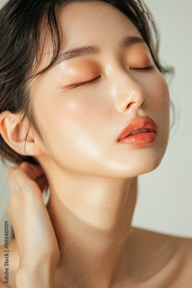 Fototapeta premium Awaken Your Skins Natural Beauty Embrace the Wisdom of Korean Skincare Tradition , beautiful asia woman portrait