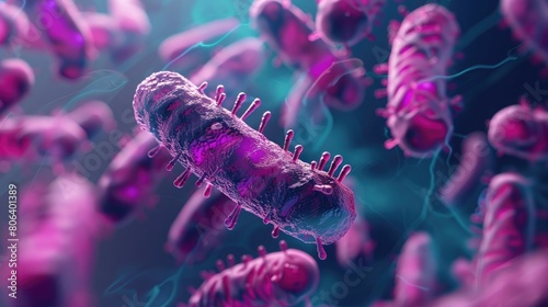 Abstract Lactobacillus Bulgaricus Bacteria - 3d microbiology image, Medical research health-care concept, SEM (TEM)scanning view photo