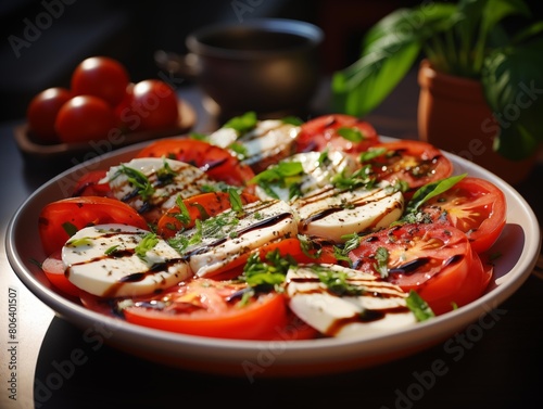 Chef's Fresh Caprese Salad Served on a Sunny Afternoon