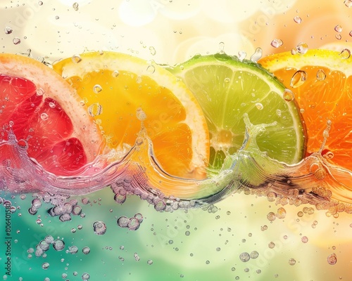 Liquid Sunshine  Vibrant Waves of Freshly Squeezed Juice with Juicy Fruit Slices